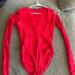 Red Lace Bodysuit